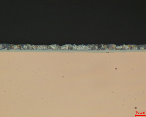 High magnification view of coating interface